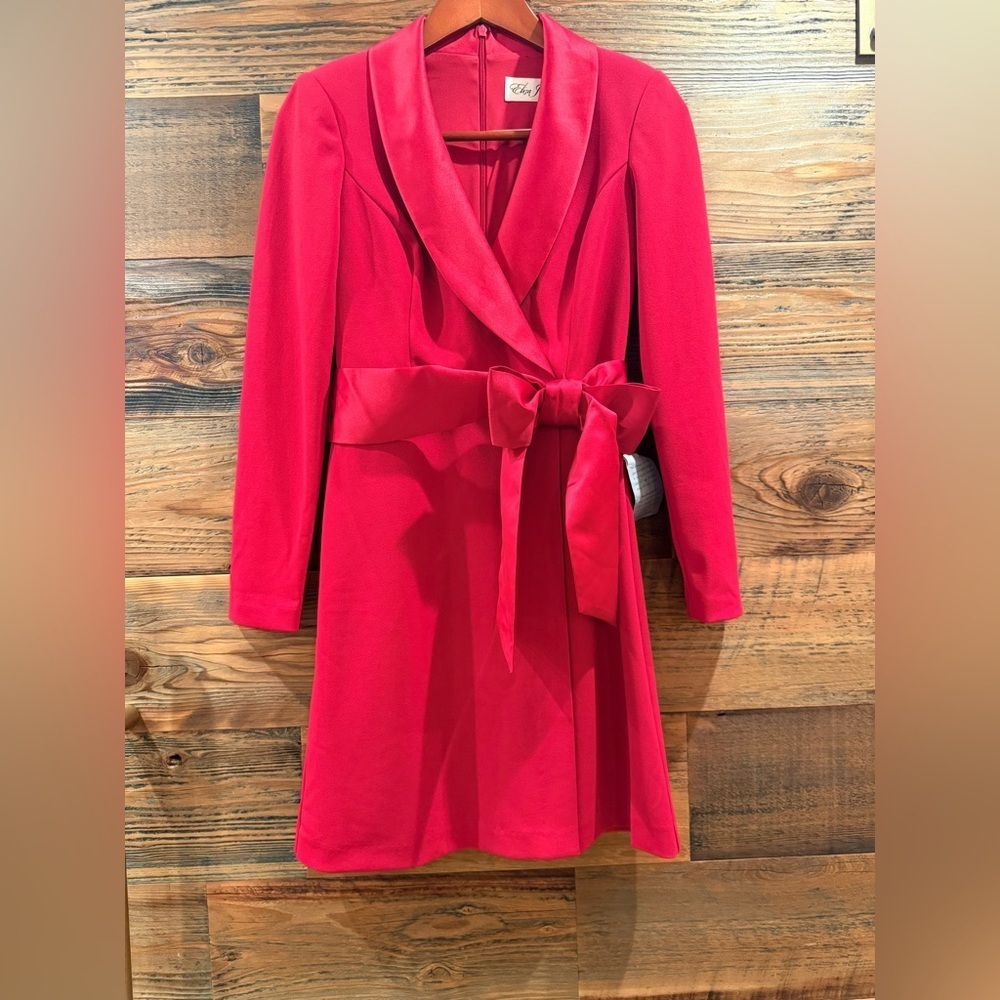 Eliza J Festive Red Mini Tuxedo Dress with Bow Accent NWT